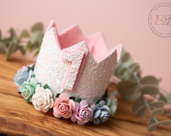 White birthday crown, 1st birthday crown, 2nd birthday crown, Cake smash crown, birthday crown, glitter birthday crown