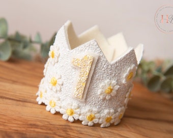 Couronne d'anniversaire blanche, couronne de 1er anniversaire, couronne de 2e anniversaire, couronne de smash de gâteau, couronne d'anniversaire, couronne d'anniversaire de paillettes, première fille d'anniversaire