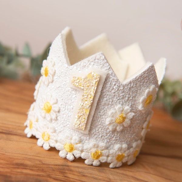 White birthday crown, 1st birthday crown, 2nd birthday crown, Cake smash crown, birthday crown, glitter birthday crown, first birthday girl