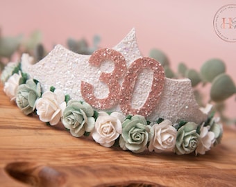 Girls birthday tiara, princess tiara, white birthday tiara, girls birthday crown, birthday accessories, 30 tiara, adult tiara, 21 tiara,
