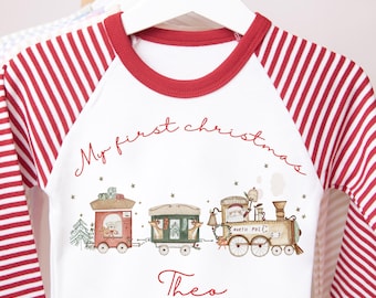 Kids personalised Christmas pyjamas, xmas pjs, Christmas Eve pyjamas, my first Christmas pyjamas, Christmas nightwear, custom xmas pjs,