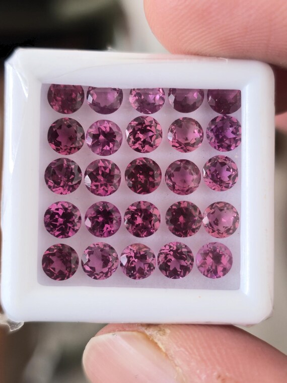 Lot De Grenats Rhodolite Naturels - Pierres Facettées Rondes De 2.25mm - Pour Création De Bijoux (Mozambique)