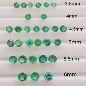 Emerald round Step cut 3.5mm,4mm,4.5mm,5mm,5.5mm,6mm High quality Natural emerald loose stone untreated Lustrous  green price per pc