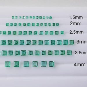 Natural Zambian Emerald Square Cut 1.5-4mm Calibrated Loose Emerald for Jewelry Making Untreated