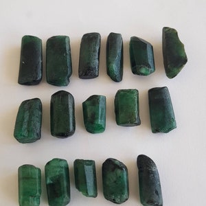 Rough emerald stone Natural  emerald tube shaped Brazilian emerald green raw emerald crystal Untreated unoiled healing crystal price per pc
