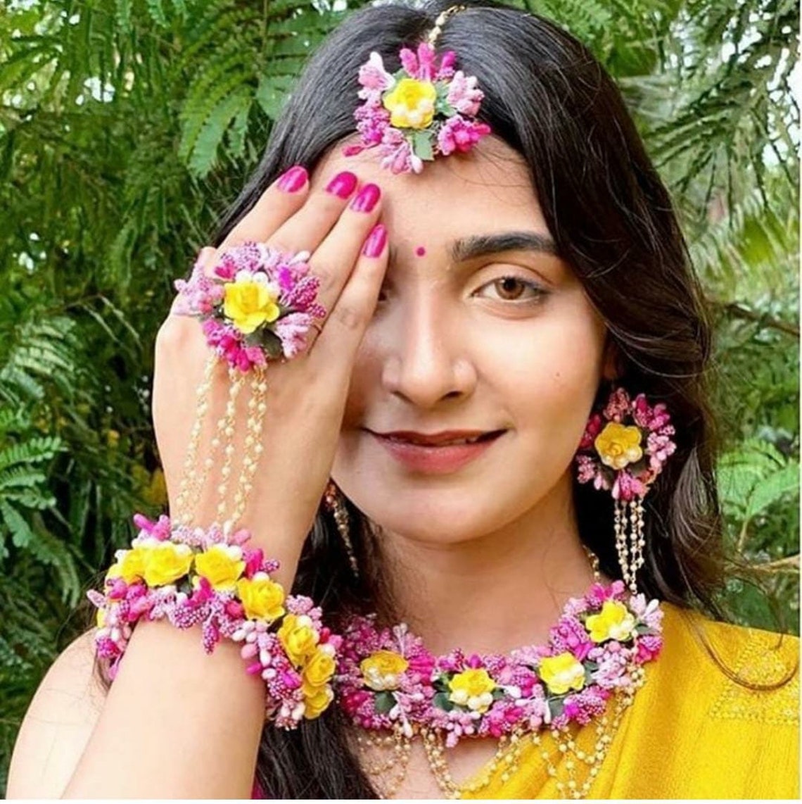 Multi Color Handmade Floral Jewelry Flower Jewelry Necklace Earrings