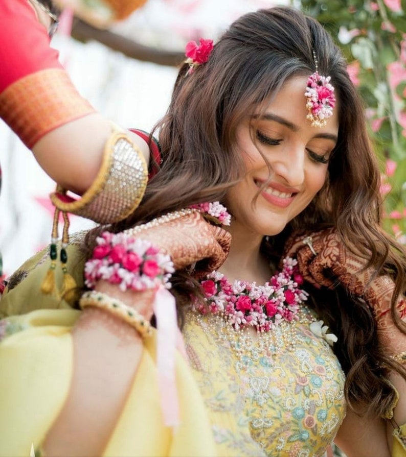 Multi Color Handmade Floral Jewelry Flower Jewelry Necklace Earrings ...