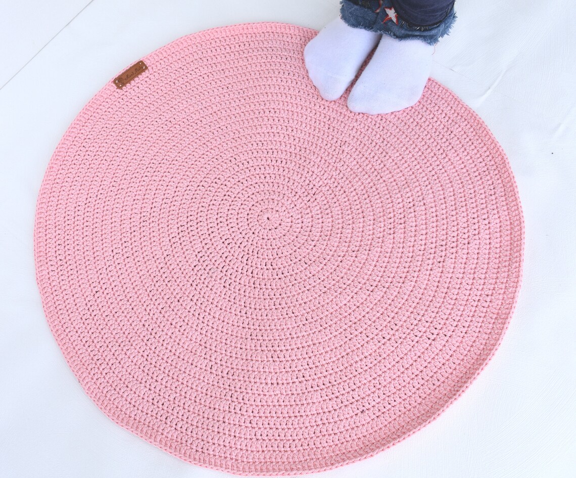 Powdery pink round rug SMALL ROUND RUG Washable rug for Etsy