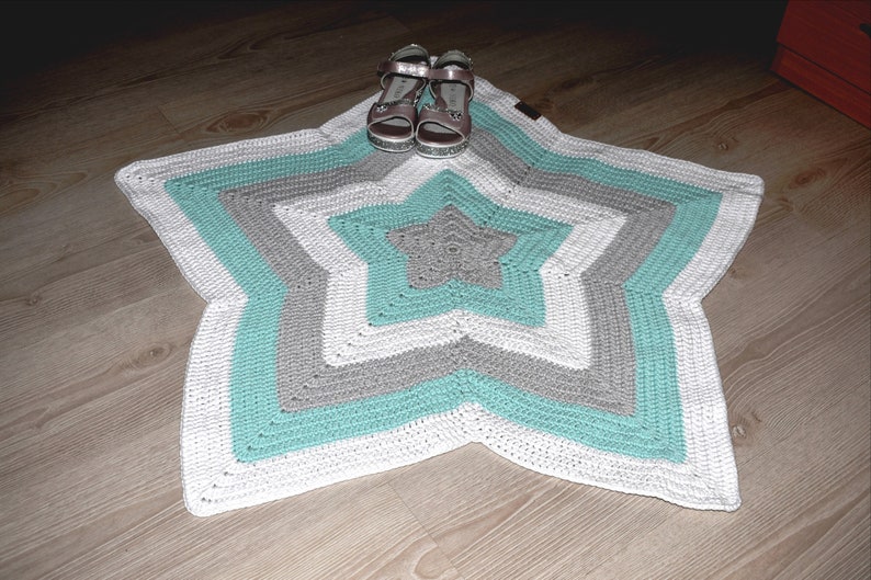 Crochet STAR NURSERY RUG Bedroom Handmade Home Hecor Living Etsy