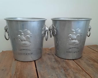 Conjunto de dois baldes de champanhe vintage Bricout - Cor prata