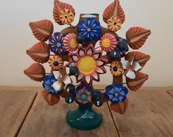 Mexican Tree of Life - Candle Holder - Handmade Pottery Art