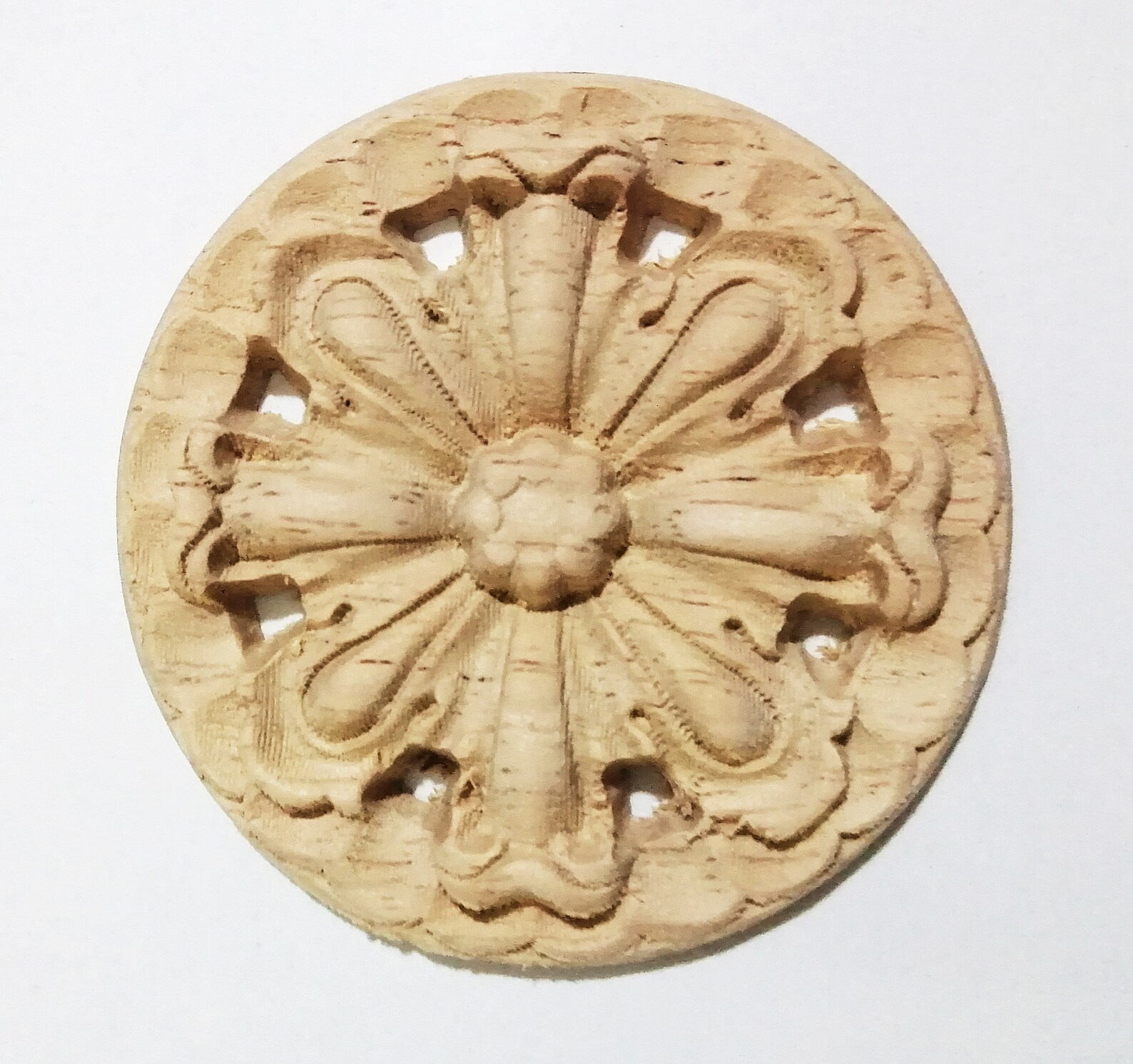 1pc Round Applique OnlayCarved Wooden Figurines Crafts Corner Etsy