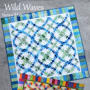 Wild Waves Quilt Anleitung (PDF digitaler Download), grundierte Papierblöcke
