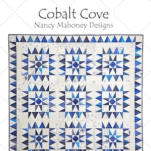Cobalt Cove quilt pattern (PDF digital pattern), foundation paper pieced blocks