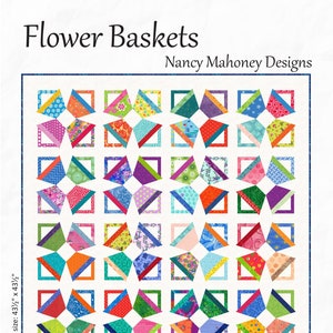 Quiltpatroon bloemenmanden (digitale download pdf), blokken basispapier