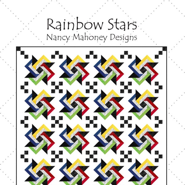 Rainbow Stars quilt pattern (PDF digital download)