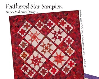 Feathered Star Sampler quilt pattern (PDF digital download)