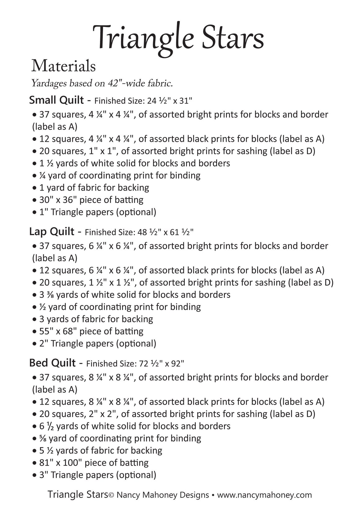 Triangle Stars Quilt Pattern PDF Digital Download - Etsy