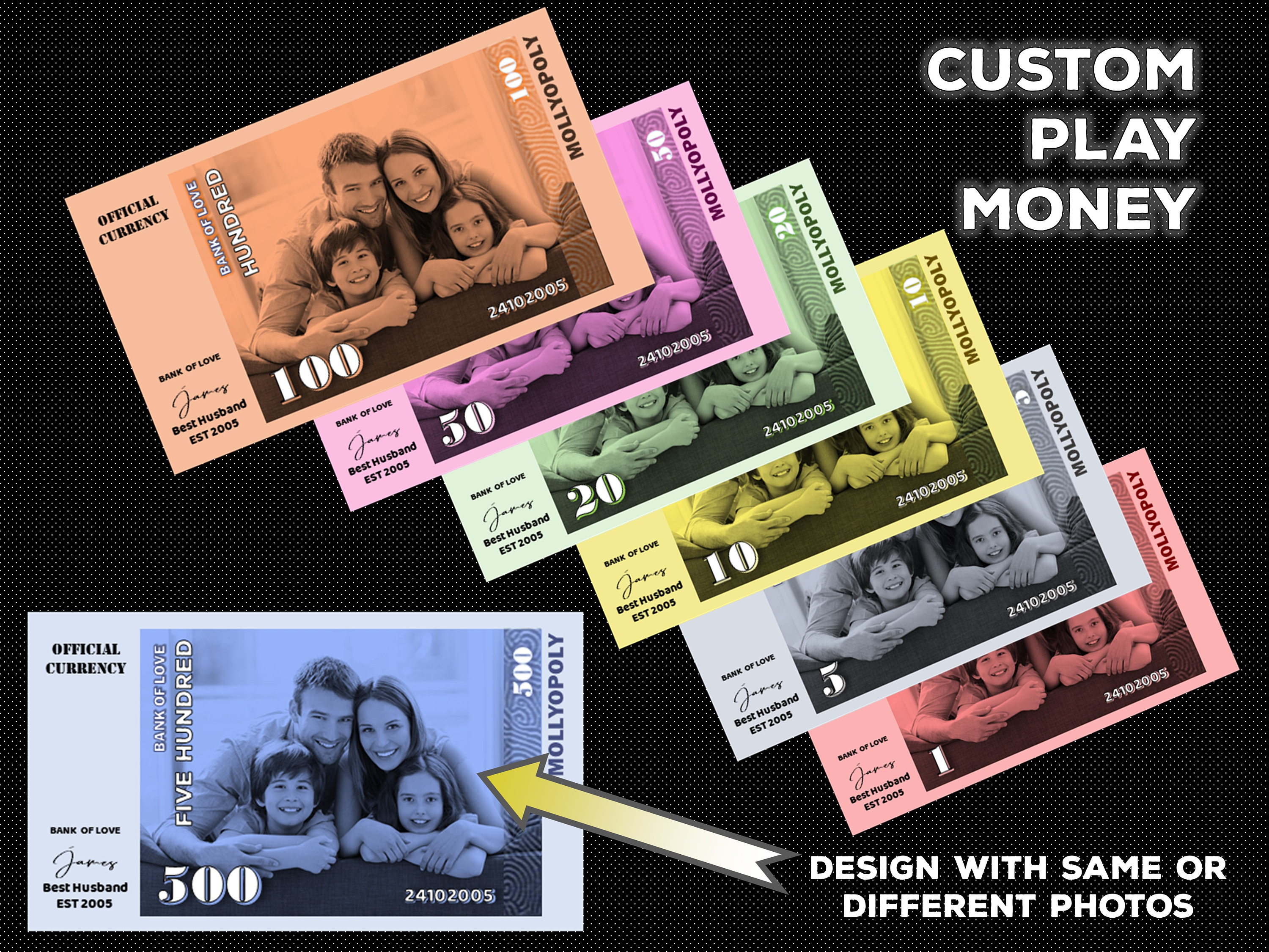 Custom Play Money customized photos and message Gift ideas Etsy