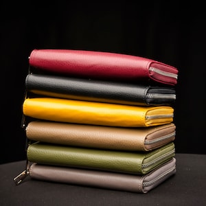 Portefeuille en cuir pour femme, portefeuille personnalisé, portefeuille avec de nombreux compartiments, portefeuille, cadeau pour petite amie