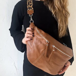 XXL Leather Fanny Pack Cognac Large Fanny Pack Fanny Pack