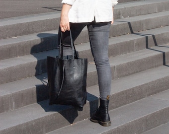 Leather shopper for women, large leather shoulder bag, large shopping bag, personalized tote bag, handbag, leather purse, gift for her