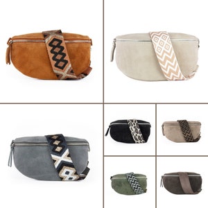 Bauchtasche Damen Wildleder, Gürteltasche mit breitem Wechselgurt, Crossbody Tasche, Umhängetasche personalisiert, Geschenk Frau