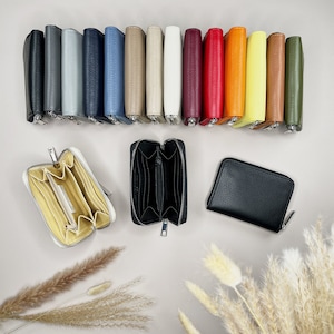 Cartera de piel para mujer, cartera personalizada, cartera con muchos compartimentos, cartera, regalo para novia