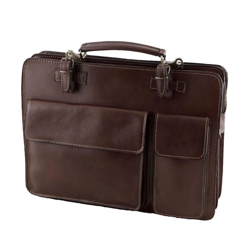 Leather Briefcase in Brown Leather Briefcase Laptop Bag up Etsy