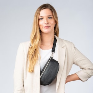 Leather fanny pack for women, belt bag with wide interchangeable strap, crossbody bag, personalized shoulder bag, bum bag, gift for her