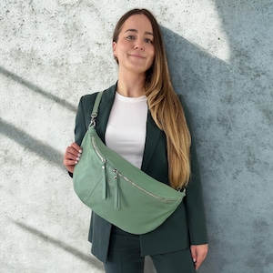 XXL leather fanny pack for women, large bum bag, leather sling bag, halfmoon bag, oversized bum bag, XXL crossbody bag,  birthday present