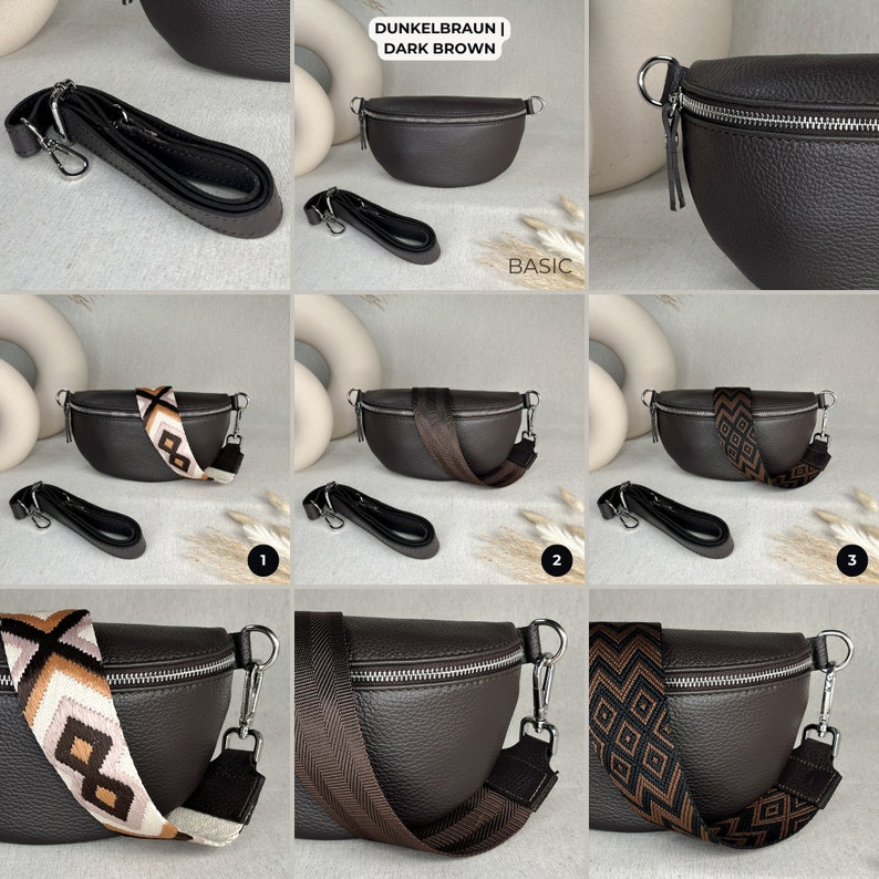 a series of photos showing how to make a leather purse