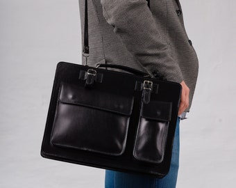 Leather briefcase, business bag made of Italian leather, office bag in vintage look, gift for her, gift for him