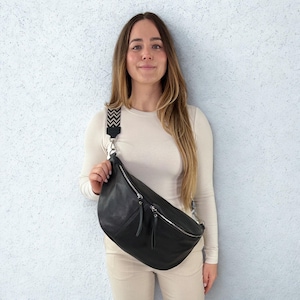 XXL leather fanny pack for women, large bum bag, leather sling bag, halfmoon bag, oversized bum bag, XXL crossbody bag,  birthday present