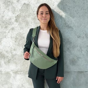 XL leather fanny pack for women, large bum bag, leather sling bag, halfmoon bag, oversized bum bag, XL crossbody bag,  birthday present