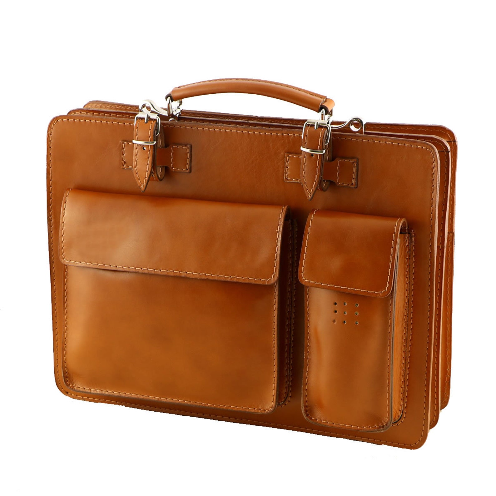 Leather briefcase in cognac leather briefcase laptop bag up Etsy