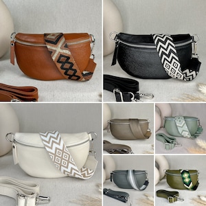 Leder Bauchtasche Damen, Gürteltasche mit breitem Wechselgurt, Crossbody Tasche, Umhängetasche personalisiert, Geschenk Freundin
