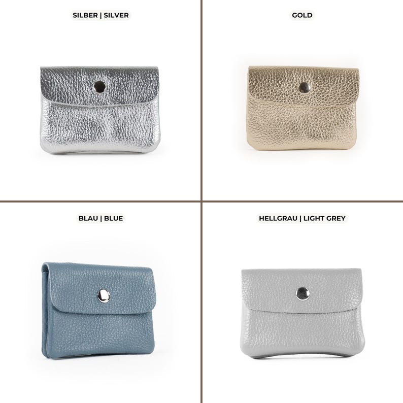 four different types of purses on a white background