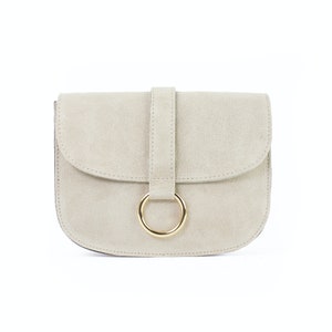 Sac à main en daim taupe, petit sac à bandoulière, sac à bandoulière en cuir, sac crossbody en daim, cadeau pour elle Creme