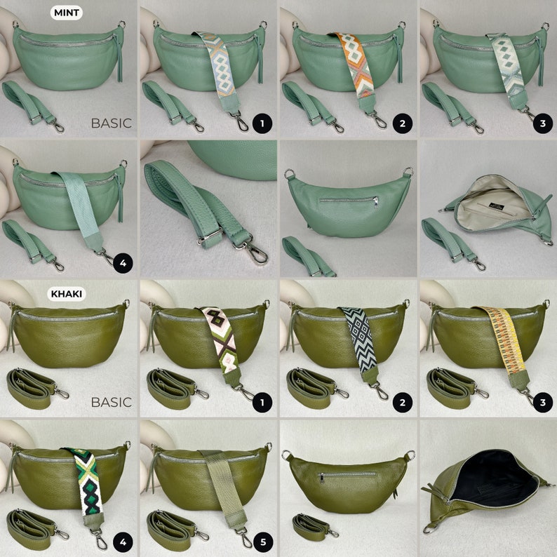 a series of photos showing how to fold a purse