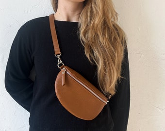 Leren heuptasje met brede riem, festivaltas, kleine schoudertas in vele kleuren, crossbody tas, cadeau voor haar