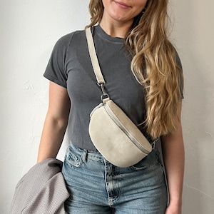 Fanny pack suede for women, belt bag with wide interchangeable strap, crossbody bag, shoulder bag personalized, bum bag, gift for her