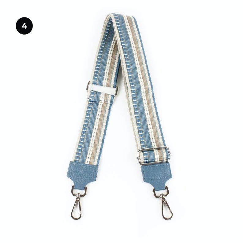 a pair of blue and white striped suspenders
