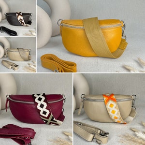 Leather fanny pack for women, belt bag with wide interchangeable strap, crossbody bag, personalized shoulder bag, bum bag, gift for her
