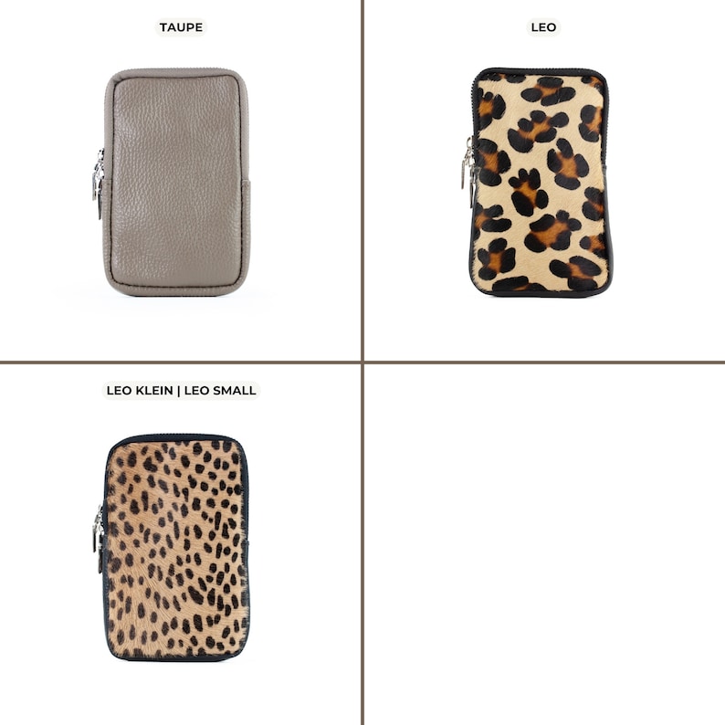 a set of four different animal print purses