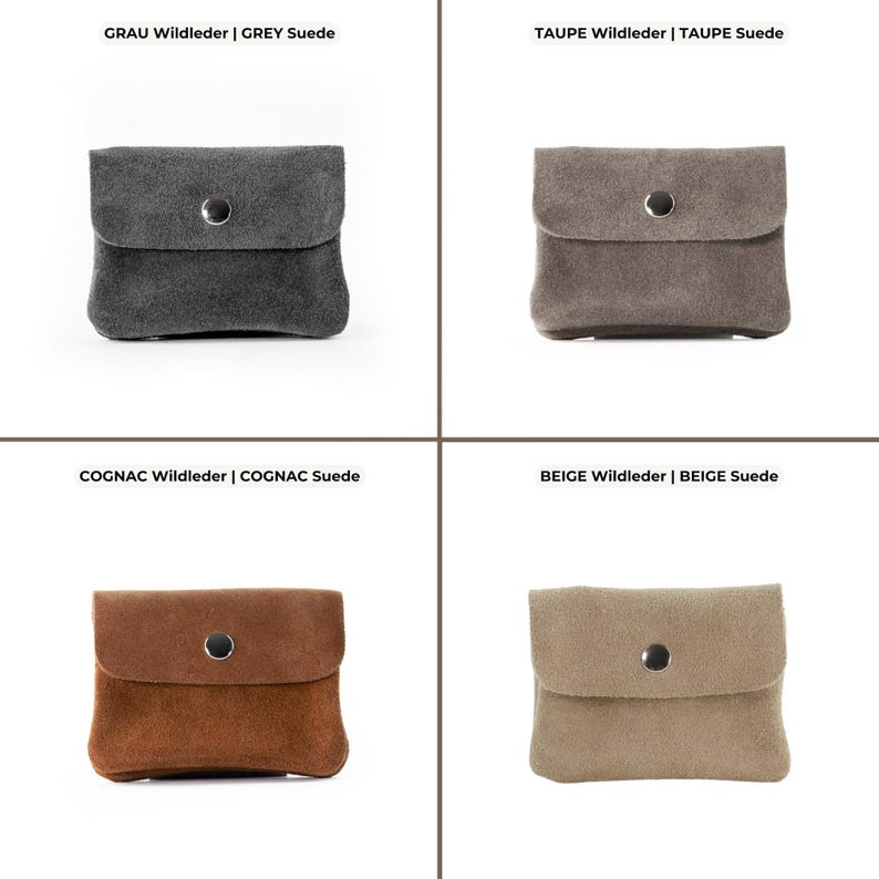 four different types of purses on a white background
