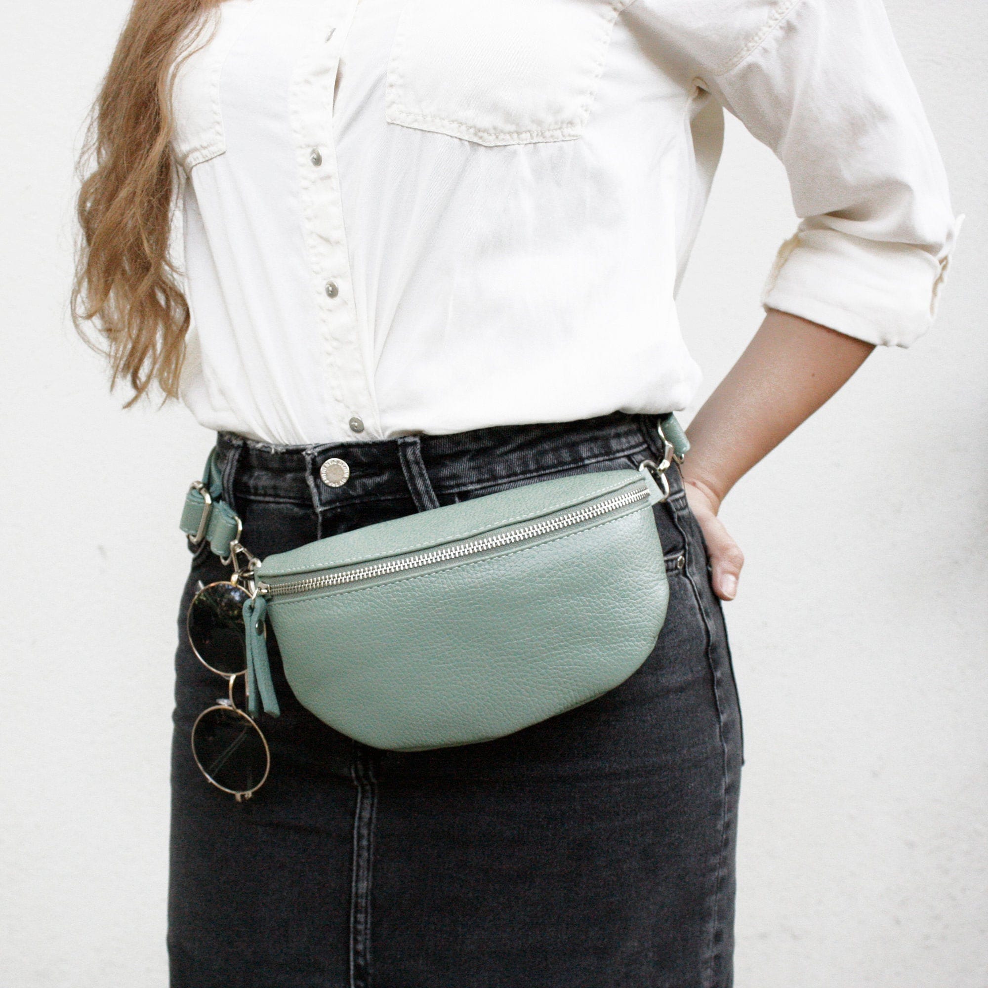 Leather Fanny Pack for Women, Belt Bag With Wide