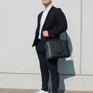 Porte-documents en cuir pour homme, sac business personnalisé, sac de bureau look vintage, sac ordinateur portable, sac ordinateur portable, cadeau mari, fête des pères