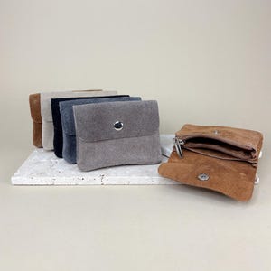 Cartera de gamuza para mujer, cartera personalizada, cartera pequeña, monedero, regalo para novia, regalo para hija