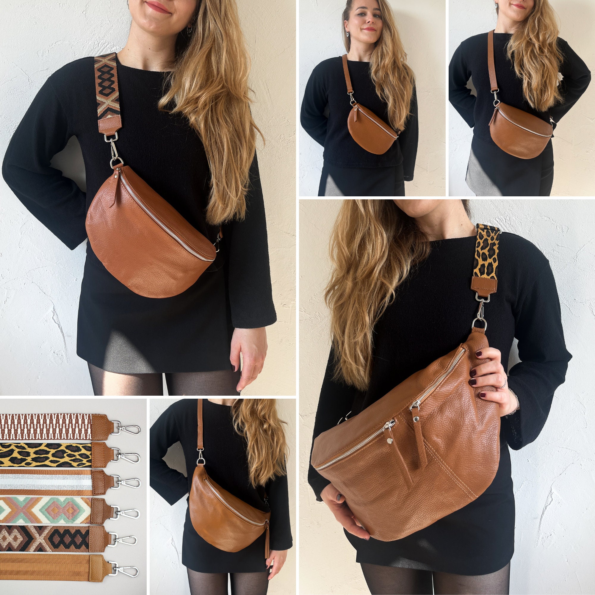 Cognac Leather Fanny Pack With 2 Straps for Women Leather - Etsy